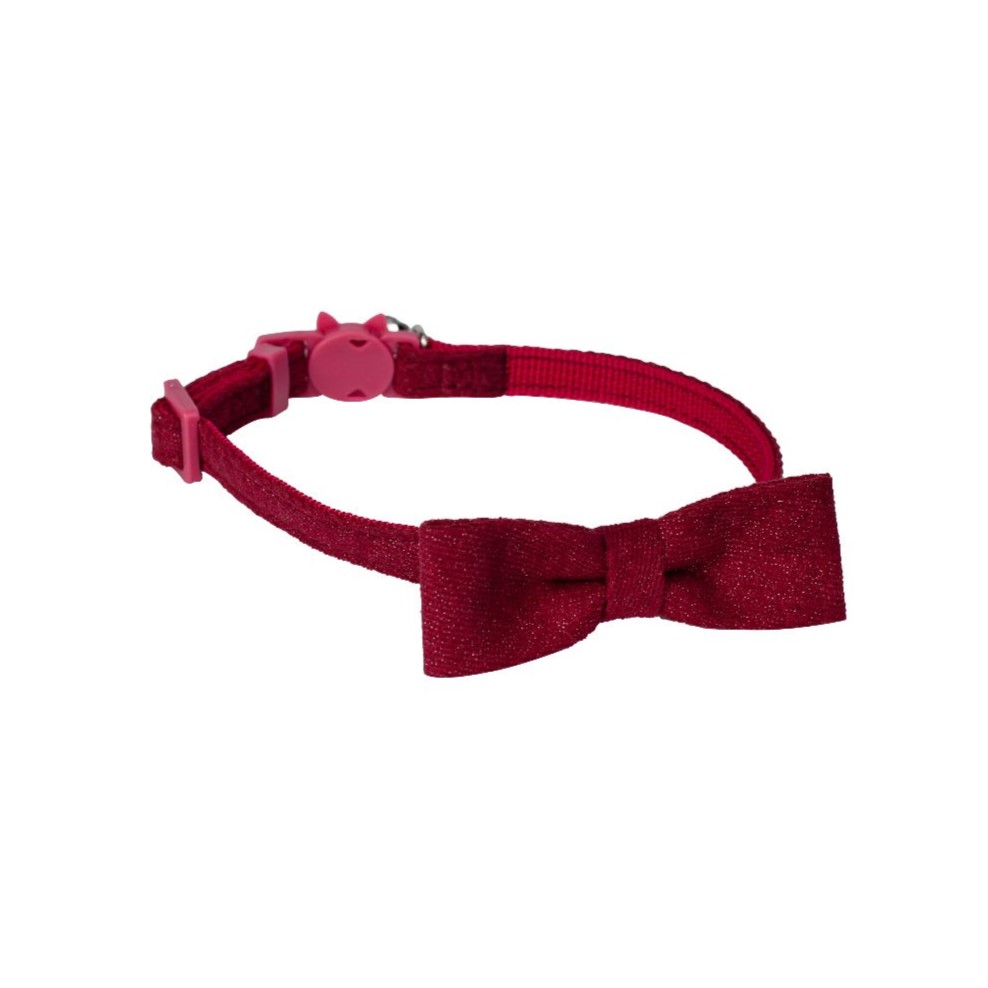 Cat Collar Bell & Bow - Burgundy