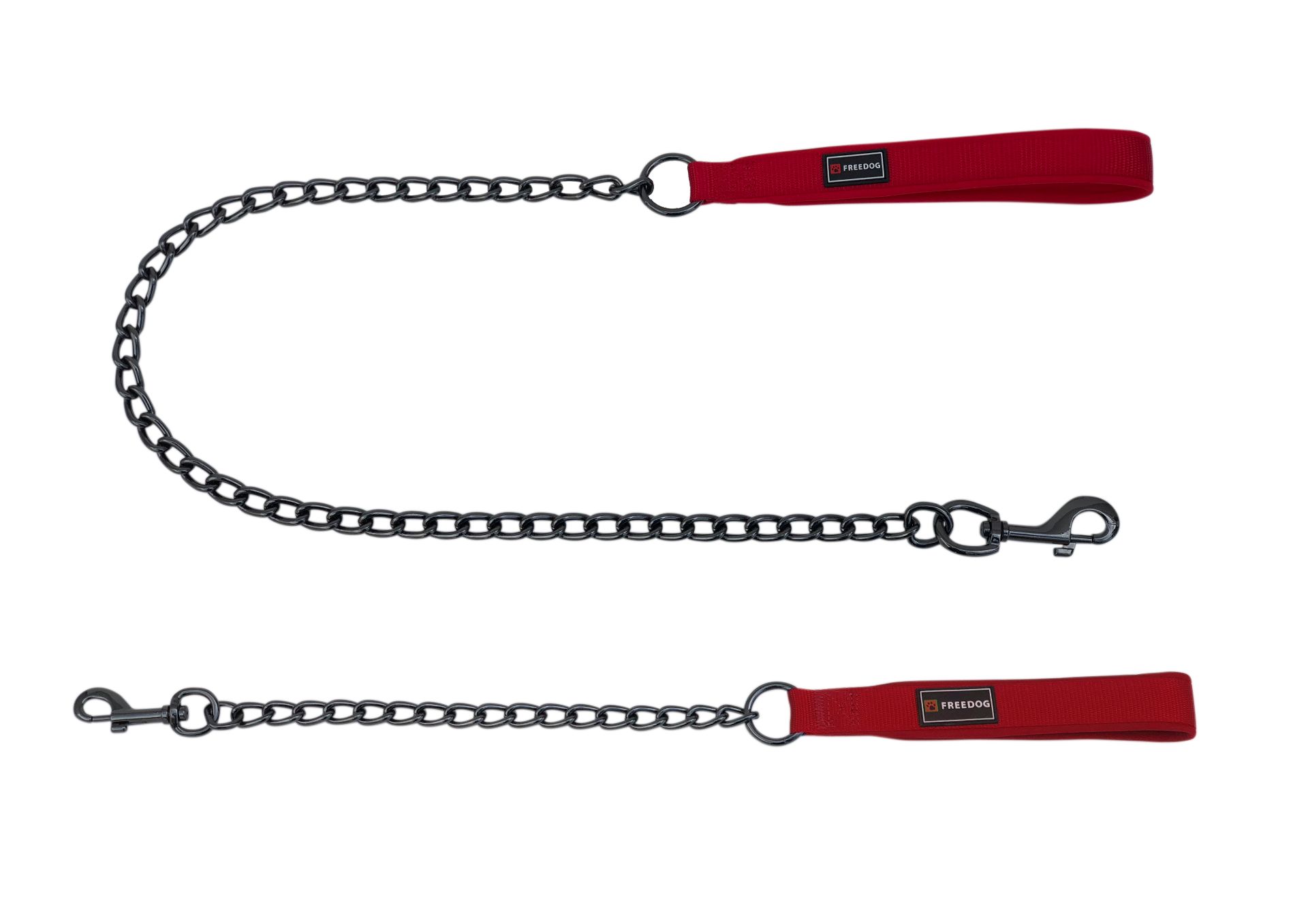 Gun Metal Chain Leash - Red