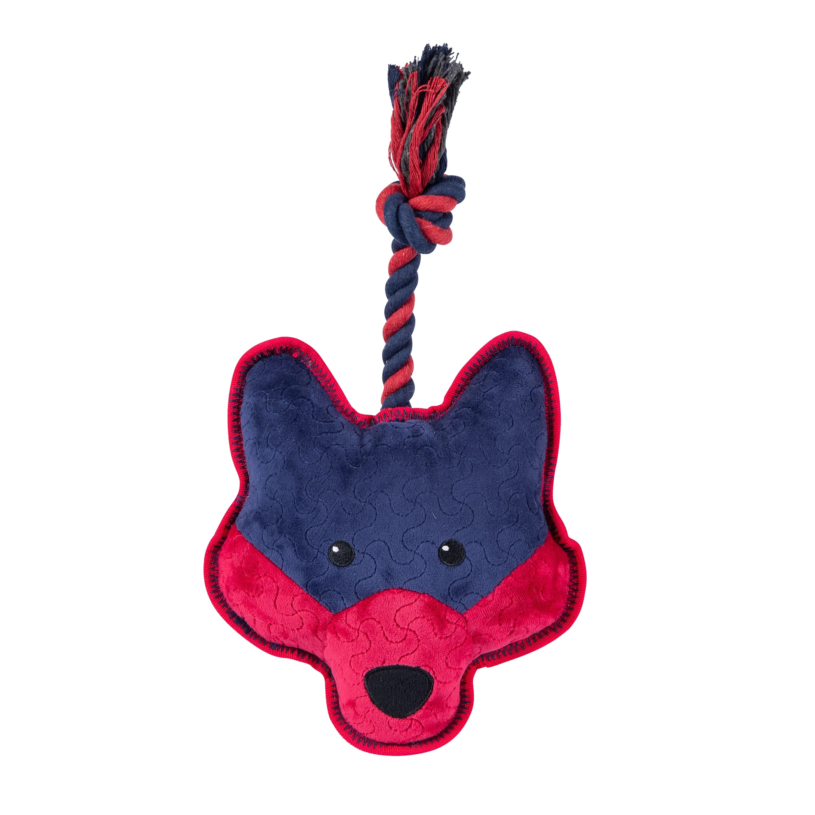 Tough Fox Toy With Squeaker and Rope
