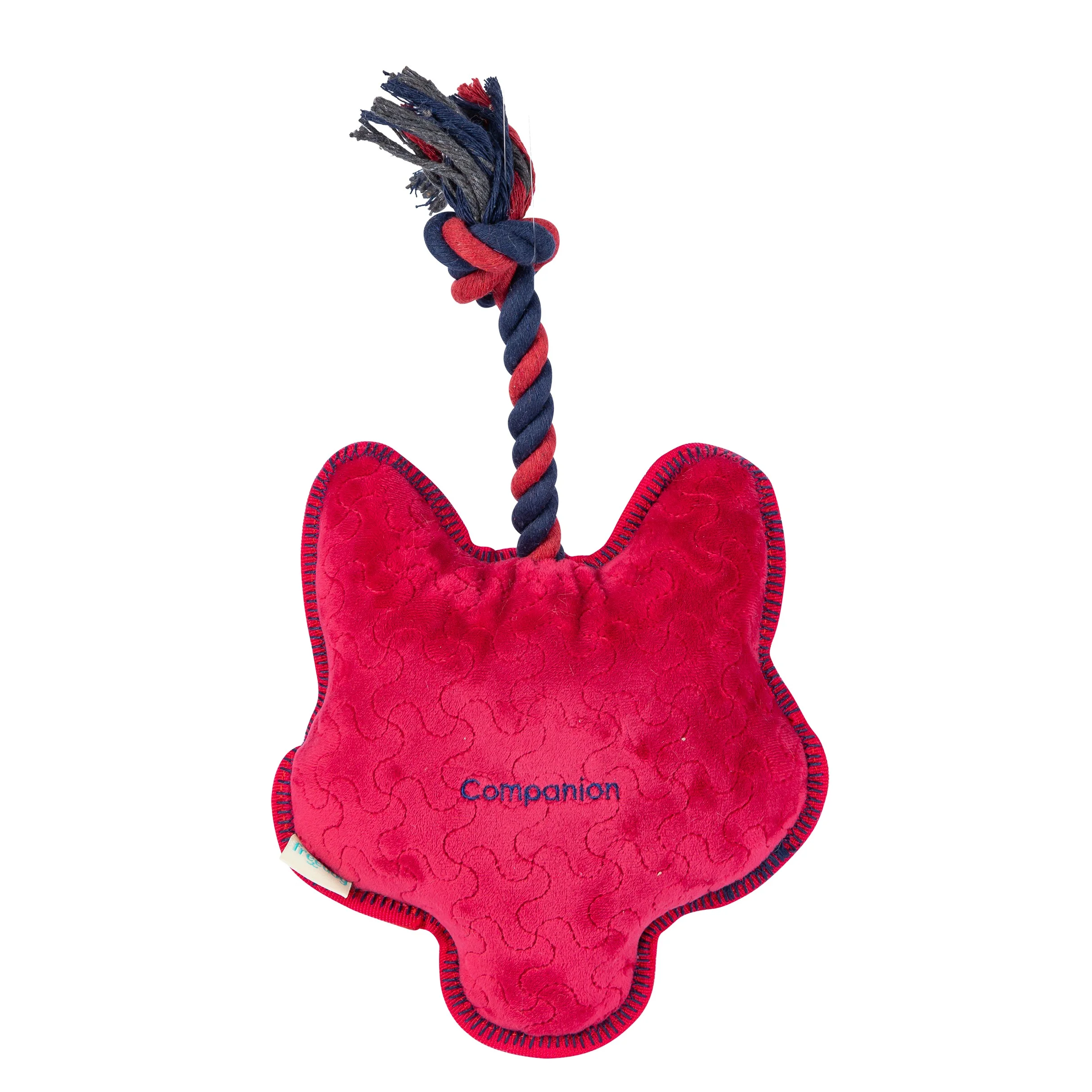 Tough Fox Toy With Squeaker and Rope