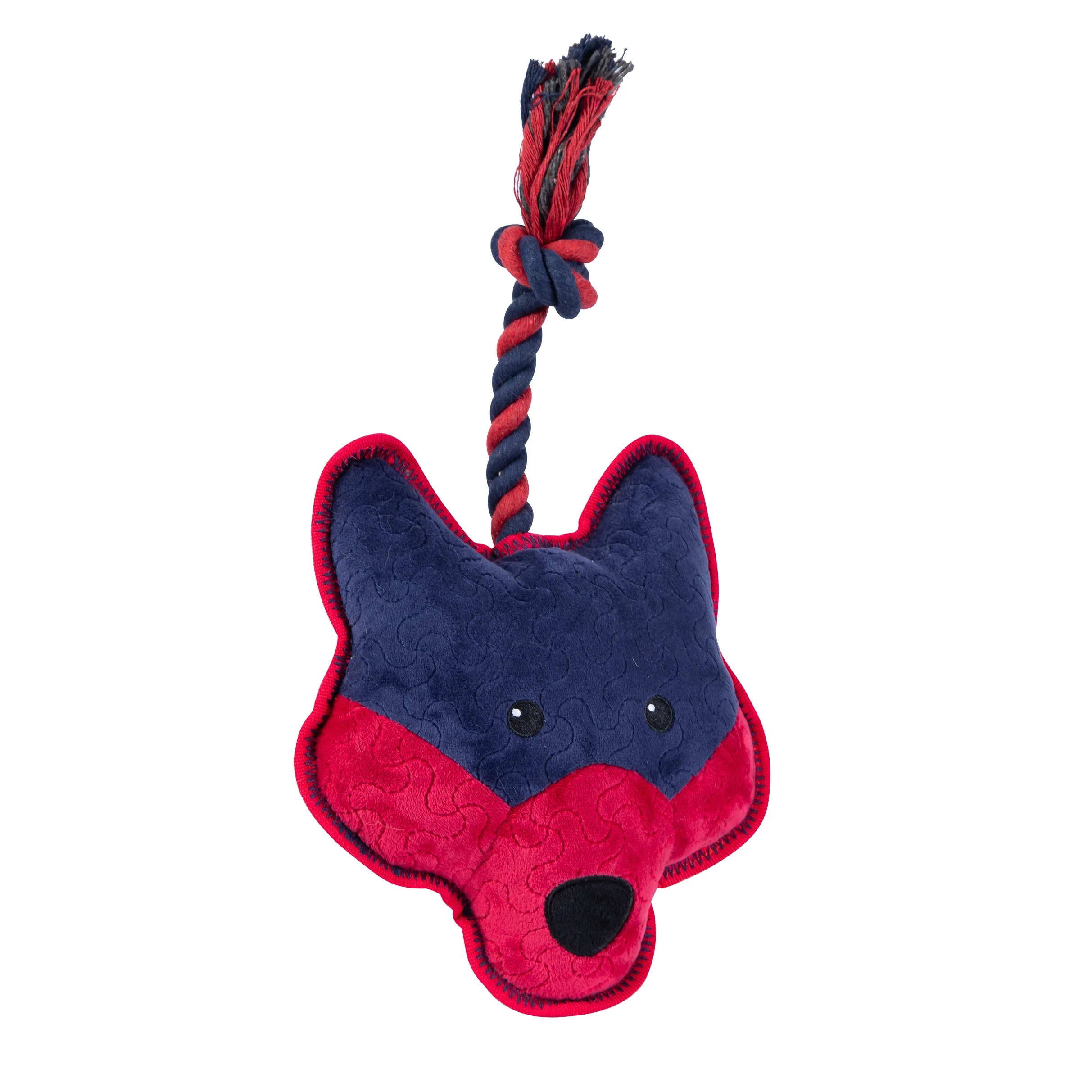 Tough Fox Toy With Squeaker and Rope