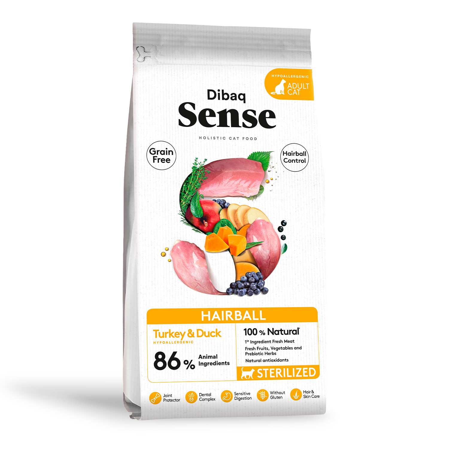 Dibaq Sense Cat Hairball – Turkey & Duck - Turkey & Duck - Hairball - 6 KG
