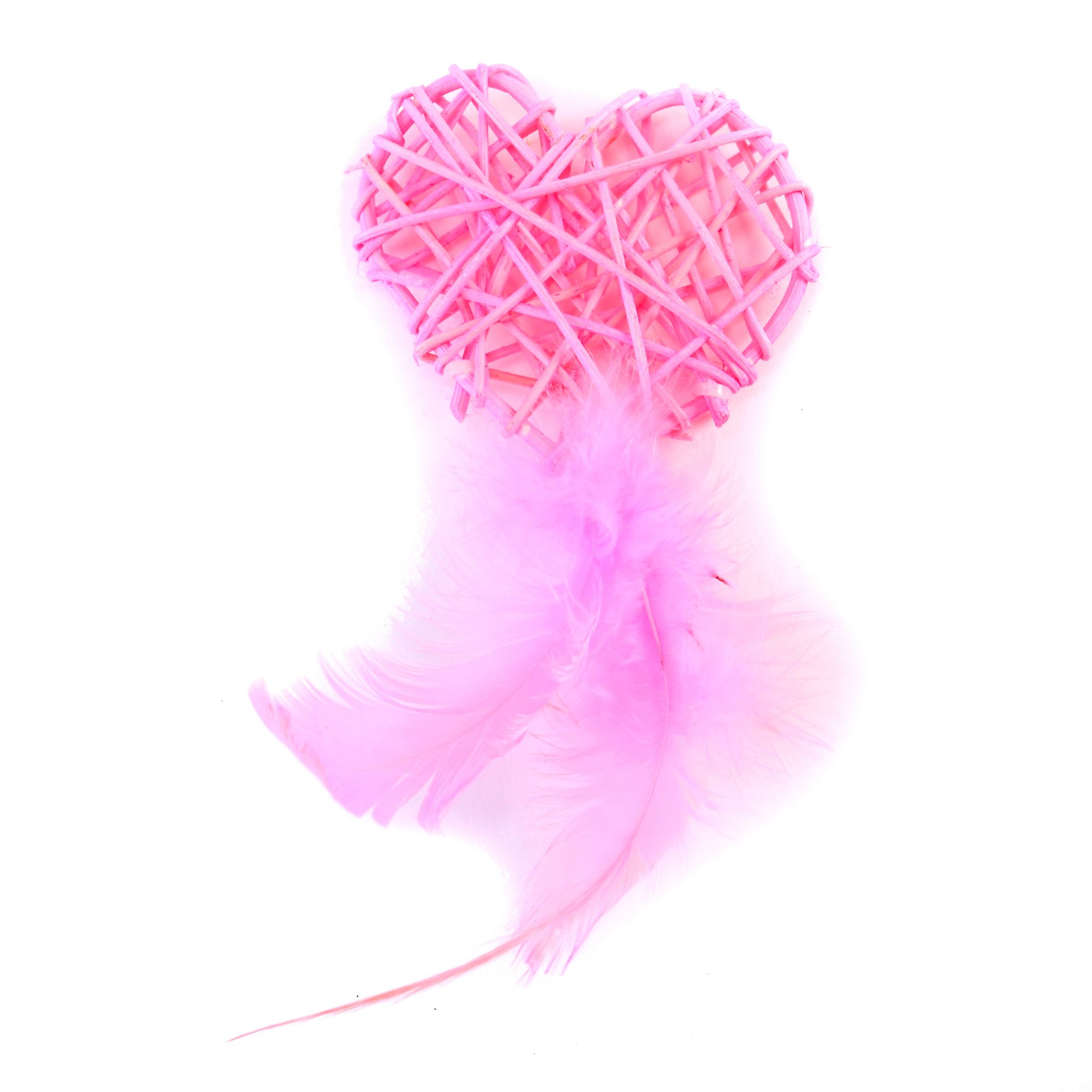 Heart With Feathers - Pink - 13x6.5cm