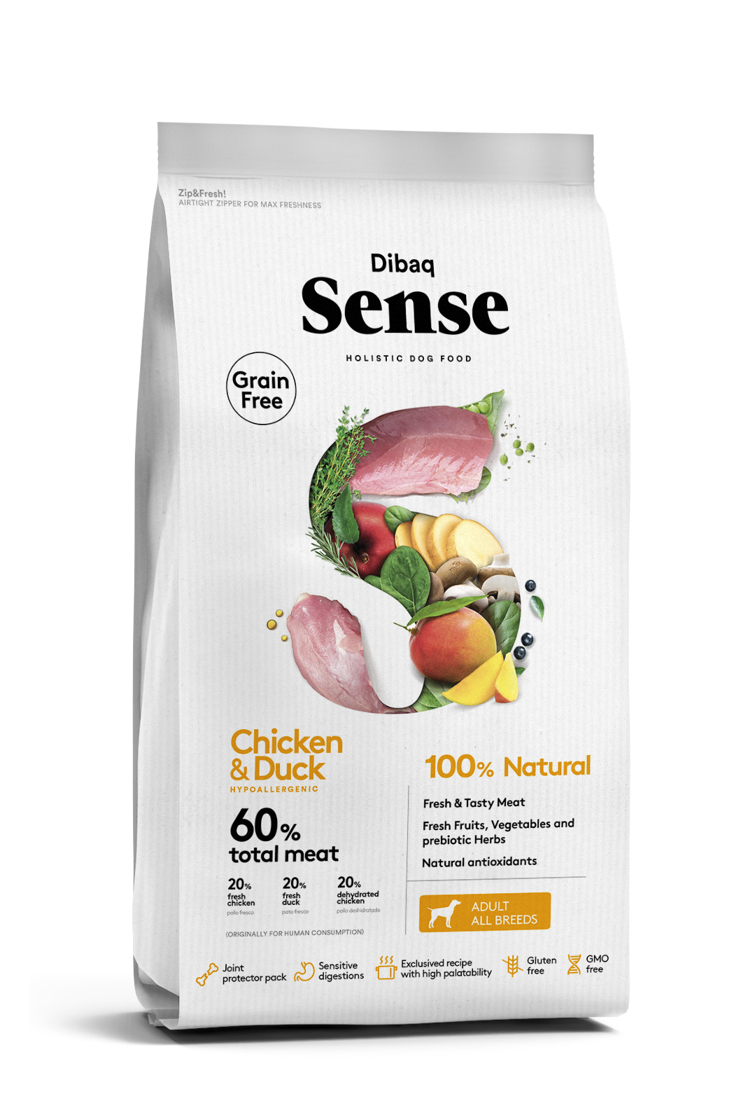 Dibaq Sense Adult Dog – Chicken & Duck - Chicken & Duck - Adult - 12 KG